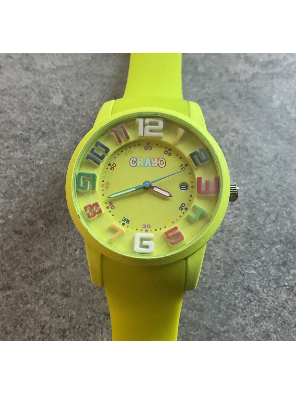 Crayo Festival Lime Green Silicone Band Unisex Watch with Date CR2005 41mm A16